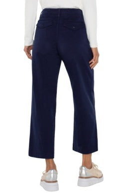 LM4661L12 WIDE LEG CROP TROUSER NAVY W FLAP POCKET