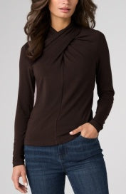 long slv wrap neck knit top LM8L49VMK java