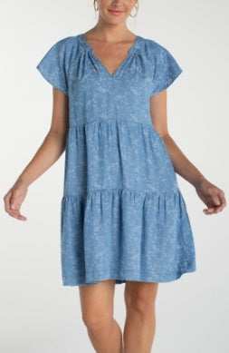 tiered flutter slv dress LM8A90TLQ indigo roses