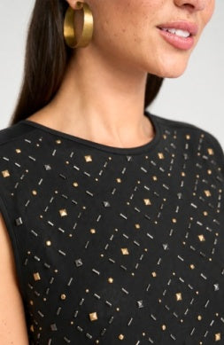 slvlss embellished knit to woven tee LM8M60KB59