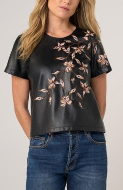 short slv crew neck tee w/ emb LM8M67PU18E