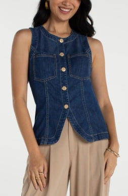 crew neck split front vest LM8L08TLF