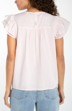 dbl flutter sleeve woven blouse w/ emb LM8K17EE60E9