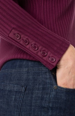 long slv mock neck knit top w/ button detail