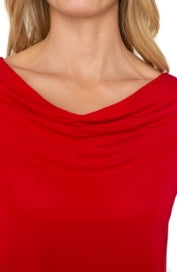 3/4 slv draped neck knit top LM8D24KB02