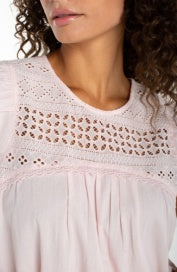 dbl flutter sleeve woven blouse w/ emb LM8K17EE60E9