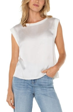 SLEEVELESS WOVEN KNIT TOP