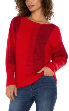 long slv boat neck dolman colorblock sweater  LM8B35SK13