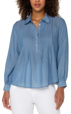 long slv popover wvn blouse w pintucks LM8F90T58