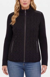 long slv zip front quilted sweater jacket LM1D70SR37