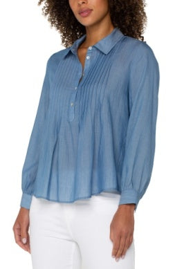 long slv popover wvn blouse w pintucks LM8F90T58