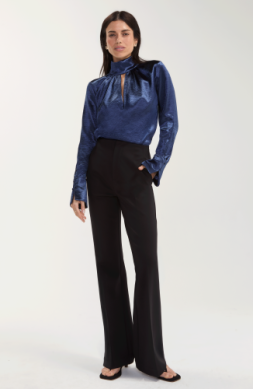 long slv woven blouse w back necktie LM8L63WN24