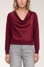 long slv drape neck wvn sweater hybrid LM8M14WF20