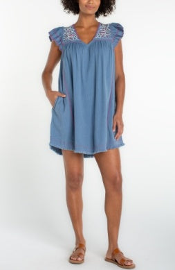 flutter slv v neck woven dress LMD031CF12E6