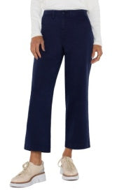 LM4661L12 WIDE LEG CROP TROUSER NAVY W FLAP POCKET