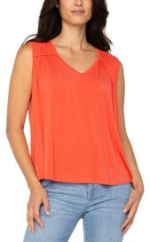 sleeveless shirred detail knit top 25" hps LM8D93VMK