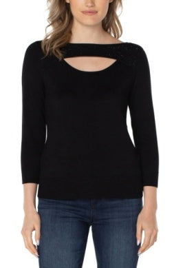 LM8A50SK2  3/4 sleeve sweater w/rhinestones