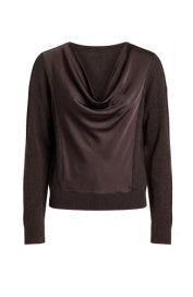 ong slv drape neck wvn sweater hybrid LM8M14WF20
