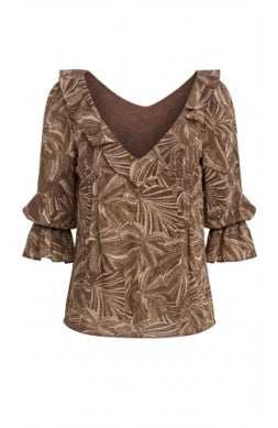 long slv dbl ruffle vneck wvn blouse LM8M27PC8P38