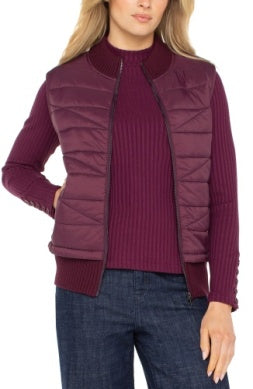 slvless quilted front full zip sweater vest LM8E40SW53