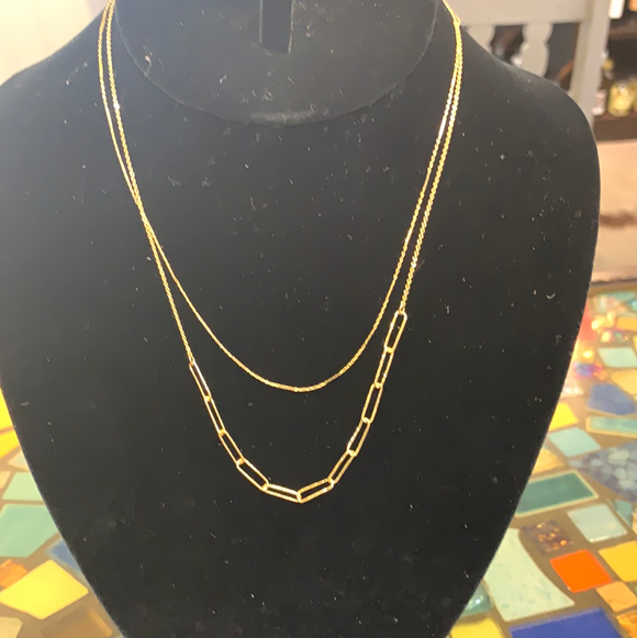 20431 Double Layer Curb Chain/Paperclip Necklace