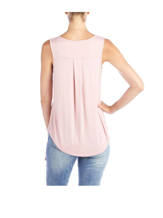 ERIN PLEAT BACK TANK - GREY LILAC