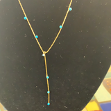 19623 Semiprecious fine Chain Beaded Y Necklace