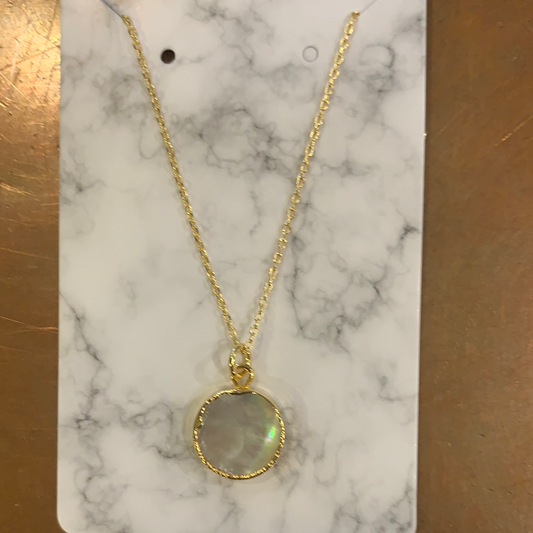 Gilded Edge Mother of Pearl small circle Necklace