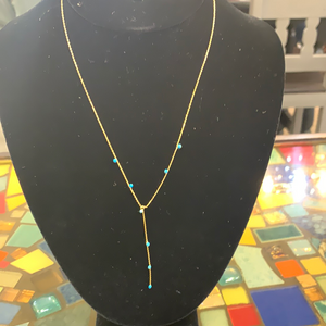 19623 Semiprecious fine Chain Beaded Y Necklace