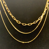 20723 18K GOLD ELECTROPLATED TRIPLE LAYER NECKLACE