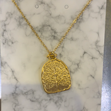 N3098 18K Gold Plated Tree of Life w Medallion