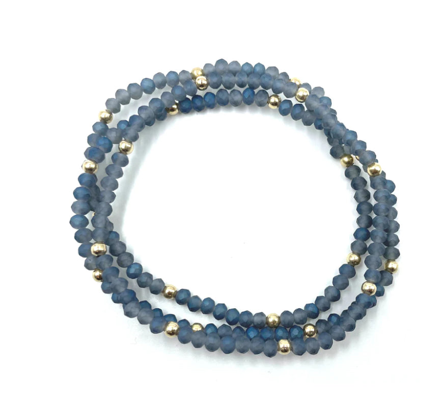 B-OGMBL OG CLASSIC BRACELET STACK IN MATTE BLUE AND GOLD FILLED