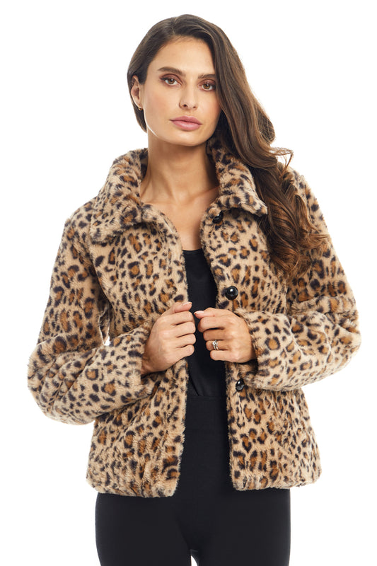 B9194-B LEOPARD FUR JACKET