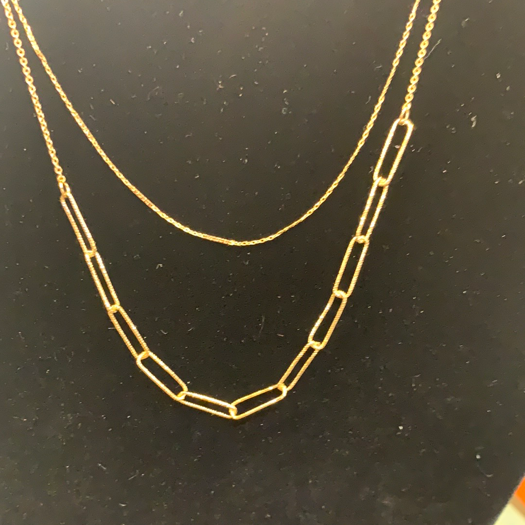 20431 Double Layer Curb Chain/Paperclip Necklace