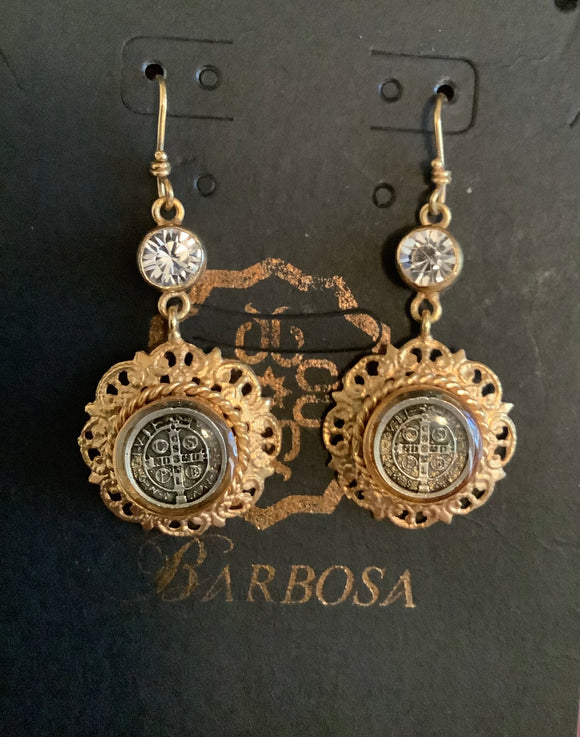 GOLD EARRING WITH CRYSTAL AND PENDANT ARB-222
