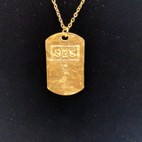 13449 18 K GOLD PLATED CROWN DOG TAG NECKLACE