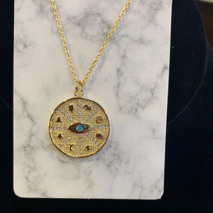 20242 PAVE EVIL EYE COIN NECKLACE
