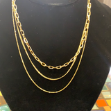 20723 18K GOLD ELECTROPLATED TRIPLE LAYER NECKLACE