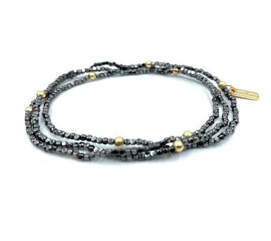 B-BOHOBLK BOHO BRACELET STACK IN BLACK HEMATITE