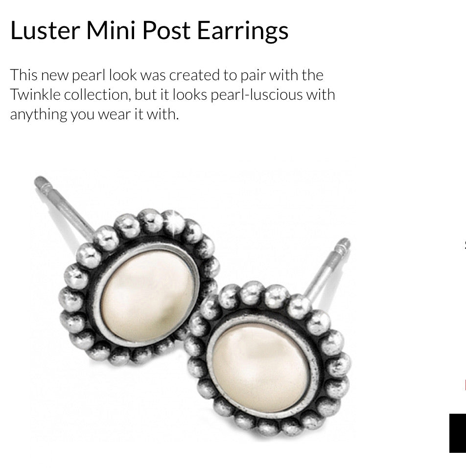 J20902 SILVER PEARL LUSTER MINI POST EARRINGS