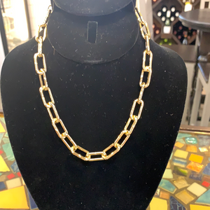 20180 GOLD  PUFFY PAPERCLIP NECKLACE