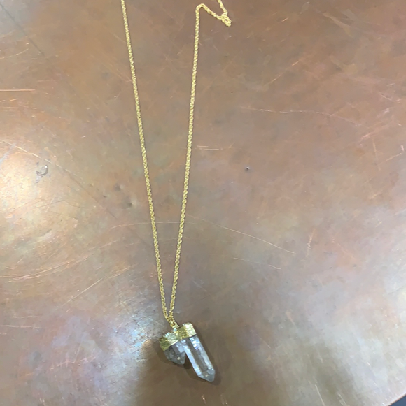 Clear Quartz Double Spike Pendant Necklace