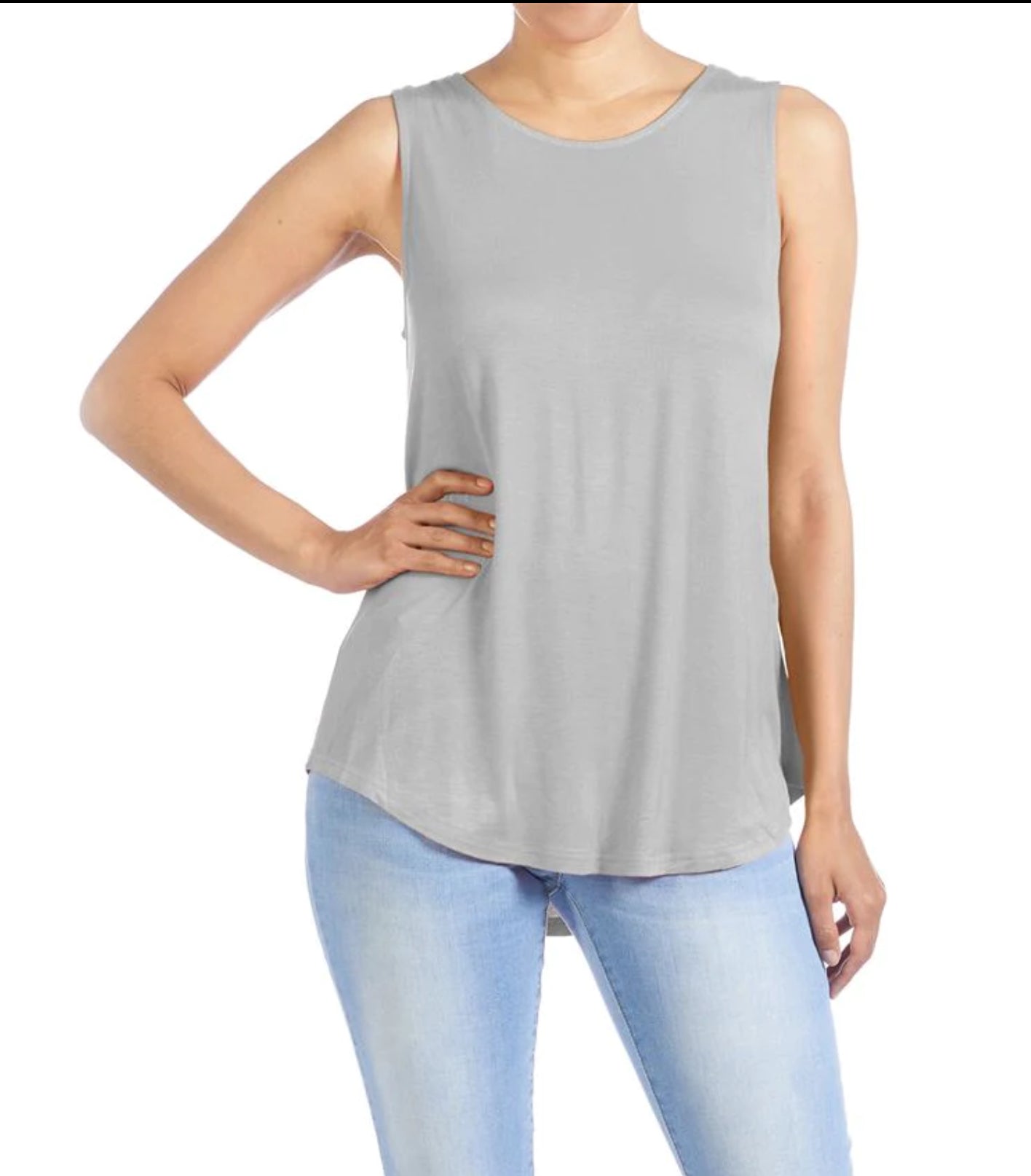 ERIN PLEAT BACK TANK - LIGHT GREY