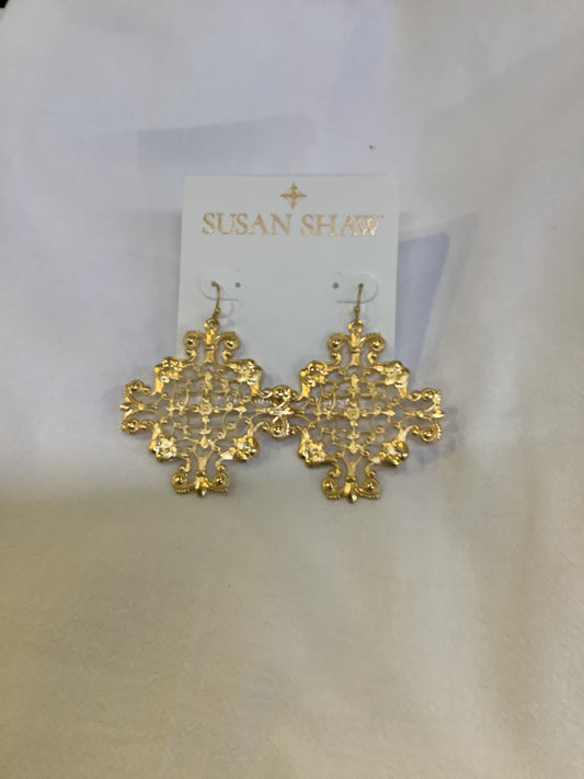 1868G LARGE GOLD FILIGREE EARRING