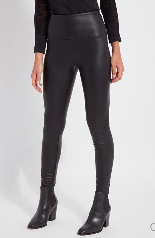 10-2384-M8 TEXTURED LEATHER LEGGINGS / KOHL BLACK