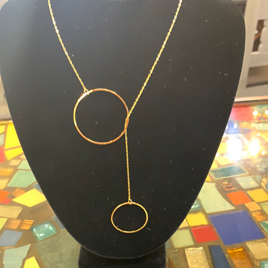 16163 Double Circle Lariat Necklace