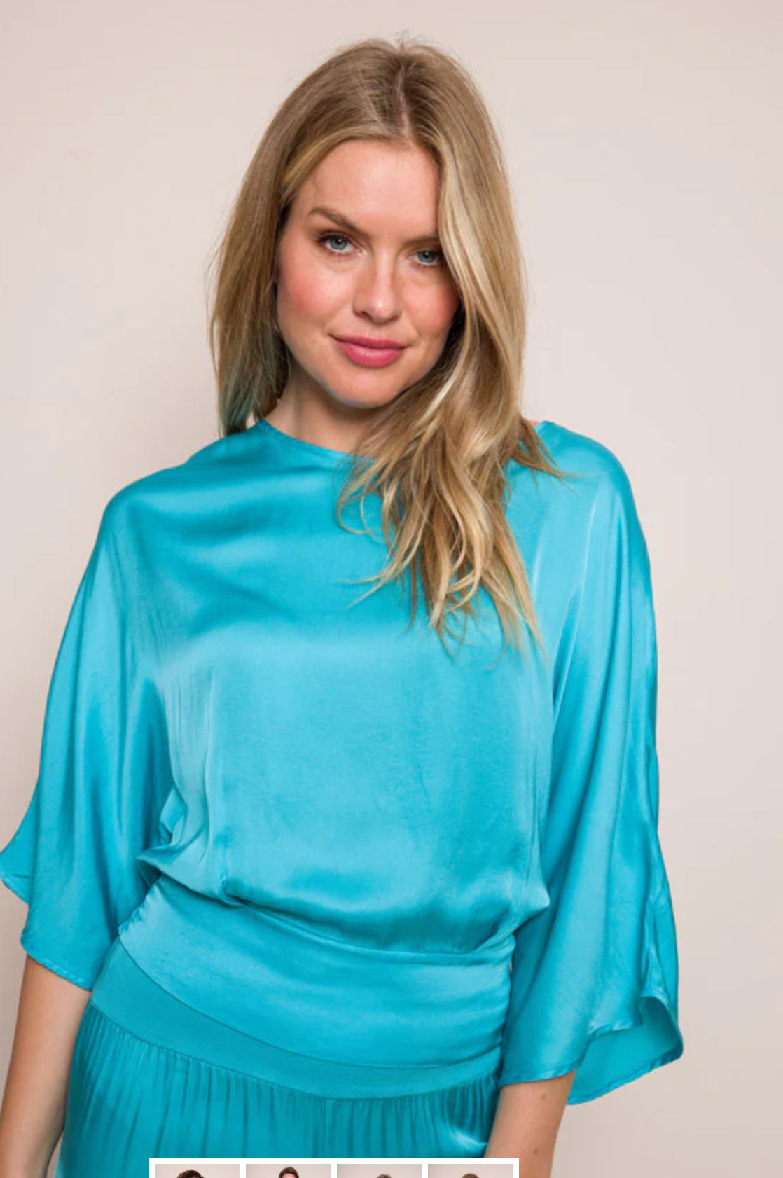 WALLIS SATIN BATWING TOP TURQOISE